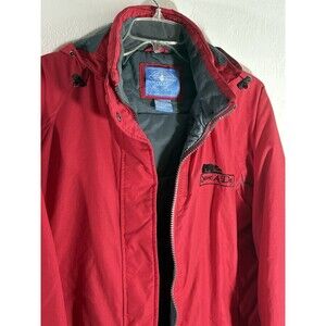 Charles River Women’s Red Hooded Jacket “Save A Dog” Medium Zippered Pockets